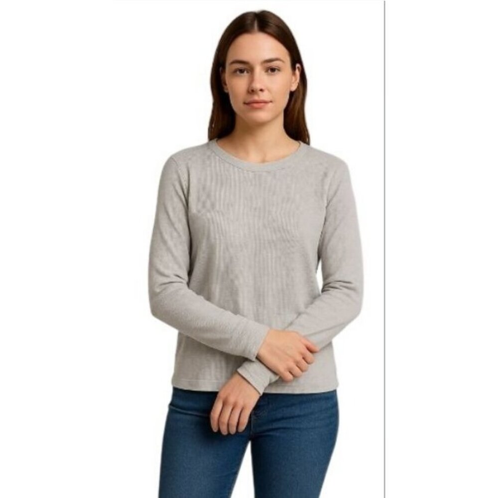 DYI Women's Long Sleeve Waffle Top Heather Grey Size XL
